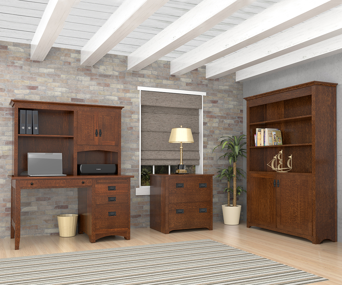 Mission Double Pedestal Desk and Hutch - Image 5